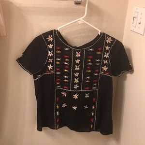 Madewell embroidered tie back cutout top